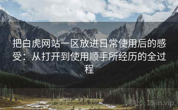 把白虎网站一区放进日常使用后的感受：从打开到使用顺手所经历的全过程