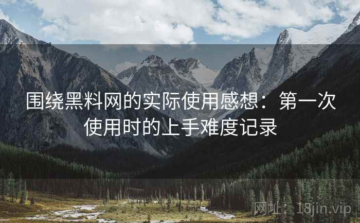 围绕黑料网的实际使用感想：第一次使用时的上手难度记录